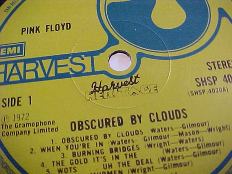 Unusual pressing: Pink Floyd's Obscured By Clouds, Harvest Heritage 1977