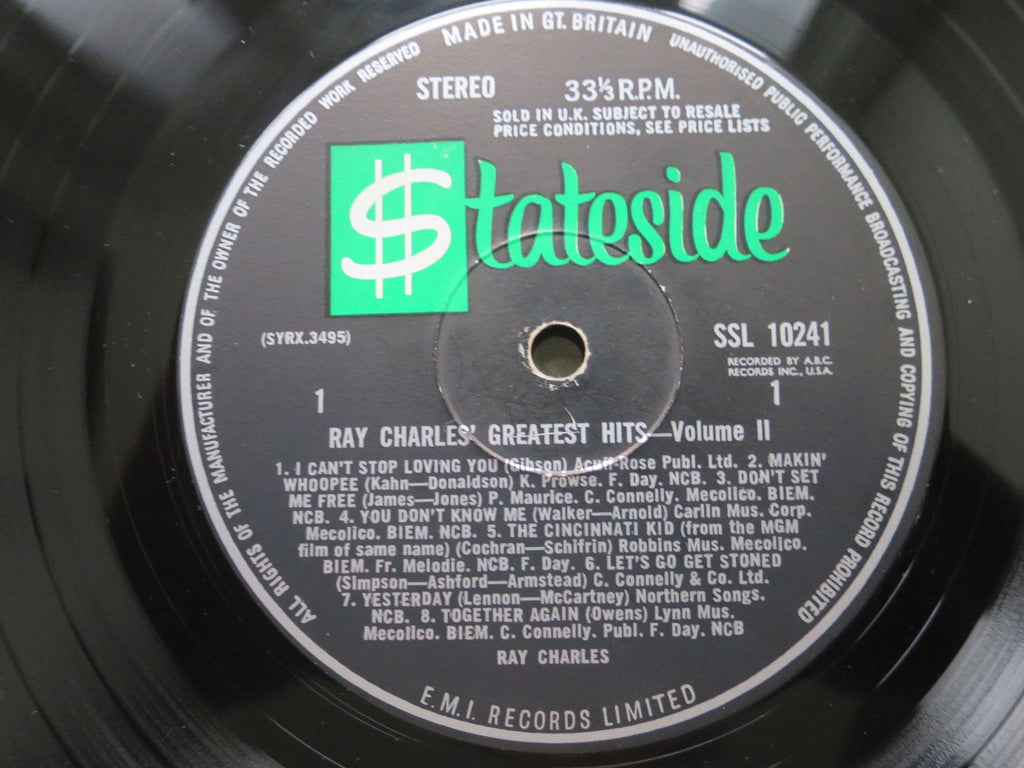 Ray Charles - Greatest Hits Volume Two - LP UK Vinyl Album Record Label Closeup