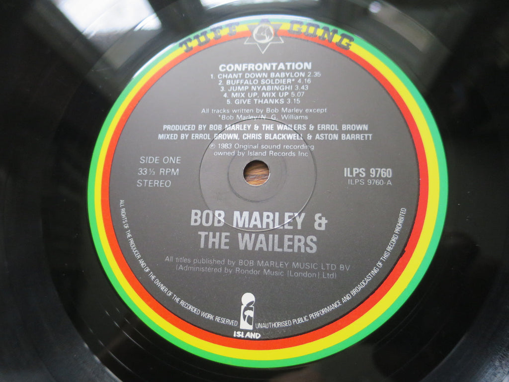 Bob Marley - Confrontation - LP UK Vinyl Album Record Label Closeup