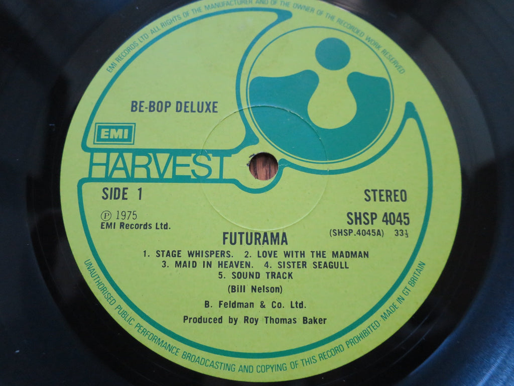 Be Bop Deluxe - Futurama - LP UK Vinyl Album Record Label Closeup