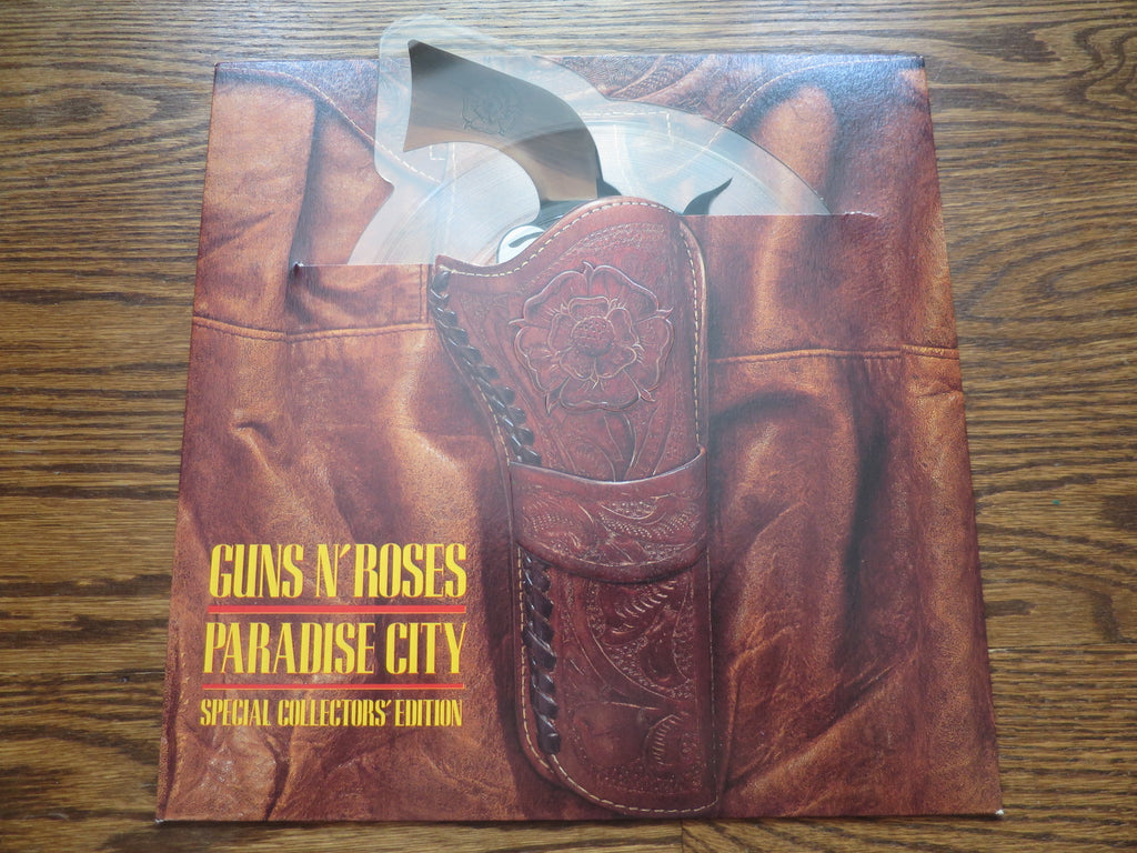 Guns N' Roses - Paradise City shaped 7" picture disc in holster sleeve - LP UK Vinyl Album Record Cover