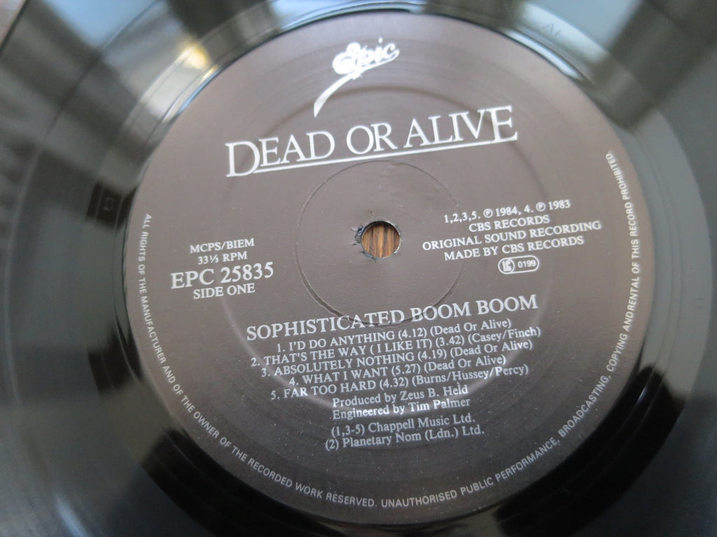 Dead Or Alive - Sophisticated Boom Boom - LP UK Vinyl Album Record Label Closeup