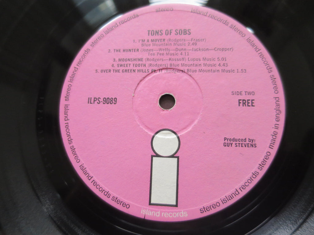 Free - Tons Of Sobs (original) - LP UK Vinyl Album Record Label Closeup