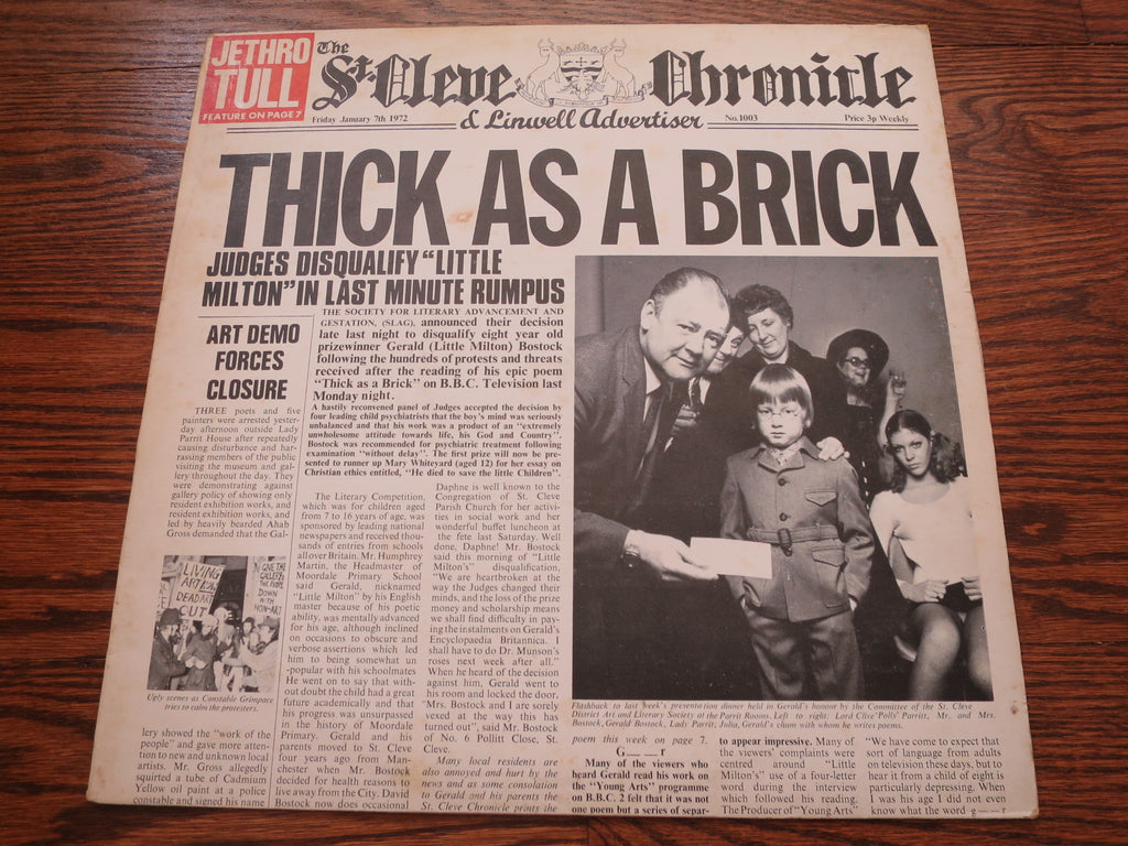 Jethro Tull - Thick As A Brick (reissue) - LP UK Vinyl Album Record Cover