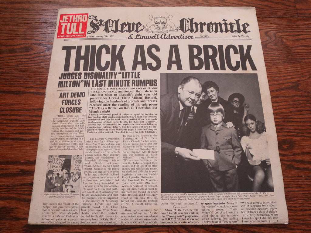 Jethro Tull - Thick As A Brick (original) - LP UK Vinyl Album Record Cover