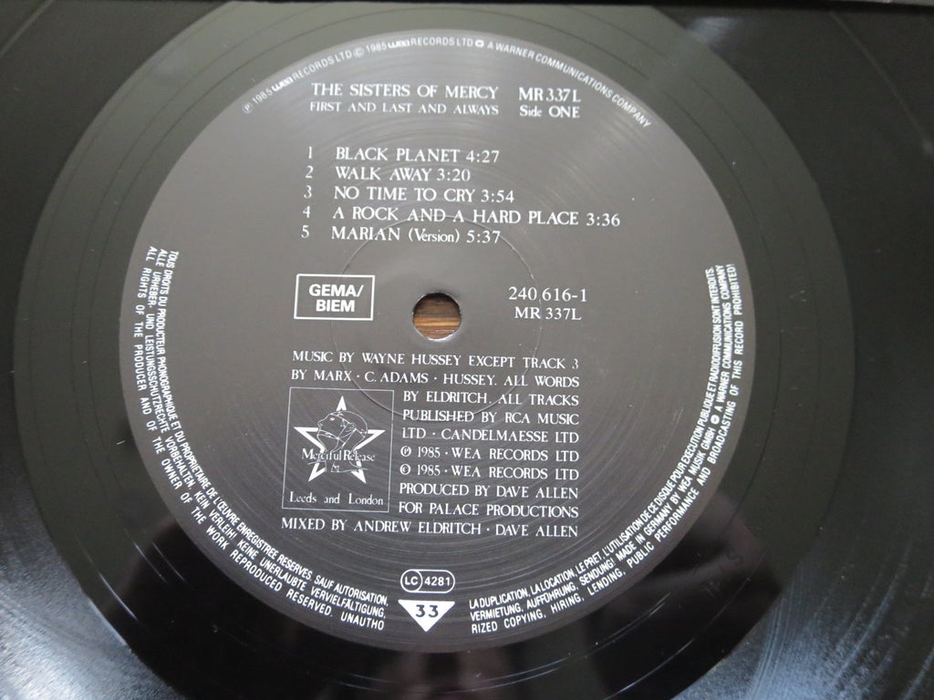 The Sisters Of Mercy - First And Last And Always - LP UK Vinyl Album Record Label Closeup