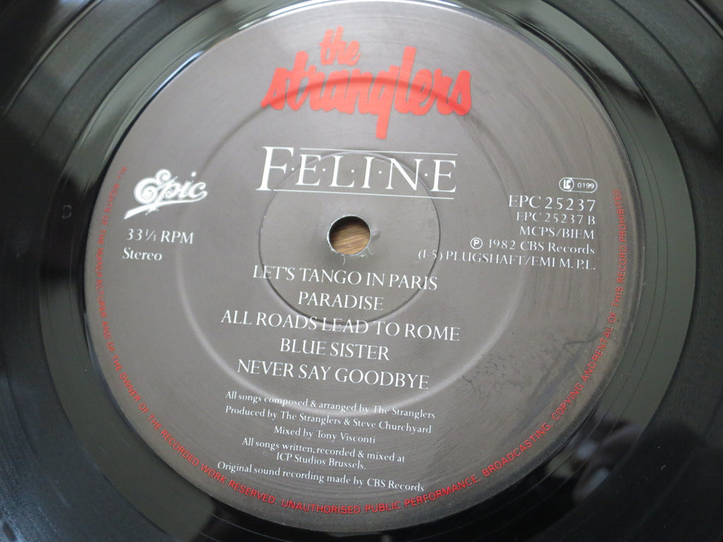 The Stranglers - Feline - LP UK Vinyl Album Record Label Closeup