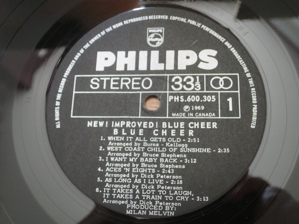 Blue Cheer - New! Improved! - LP UK Vinyl Album Record Label Closeup