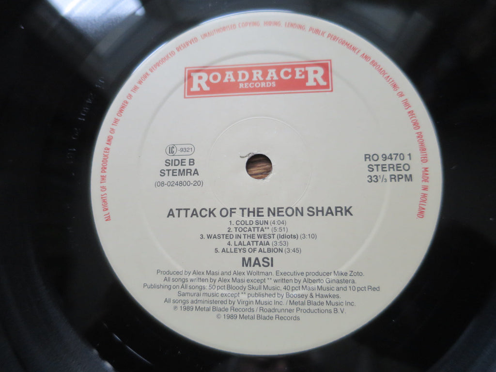Leather - Shock Waves - LP UK Vinyl Album Record Label Closeup