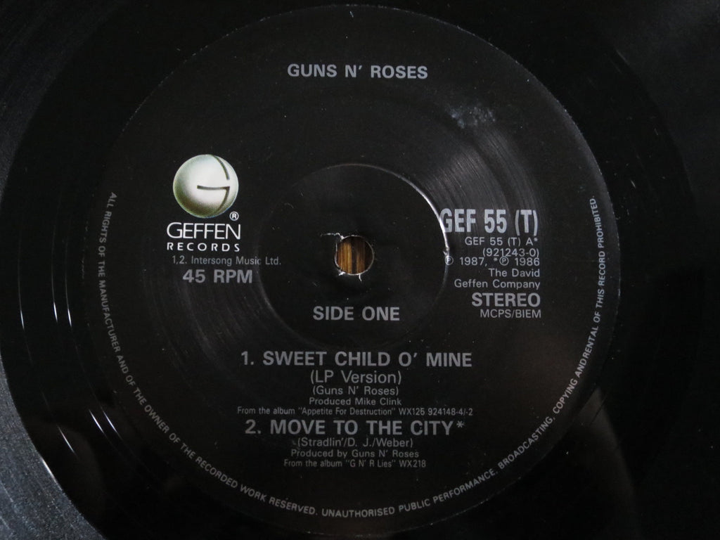 Guns N' Roses - Sweet Chil O' Mine 12" - LP UK Vinyl Album Record Label Closeup