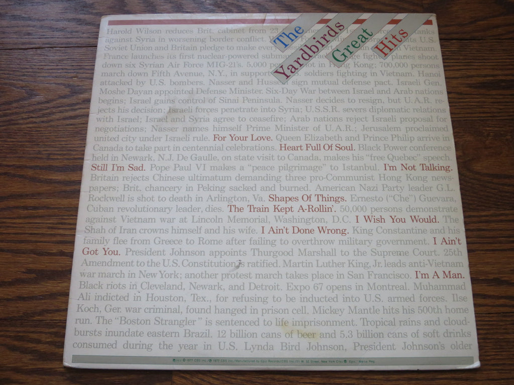The Yardbirds - Great Hits - LP UK Vinyl Album Record Cover