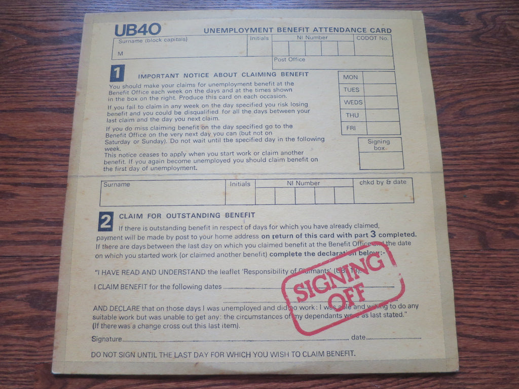 UB40 - Signing Off 2two - LP UK Vinyl Album Record Cover