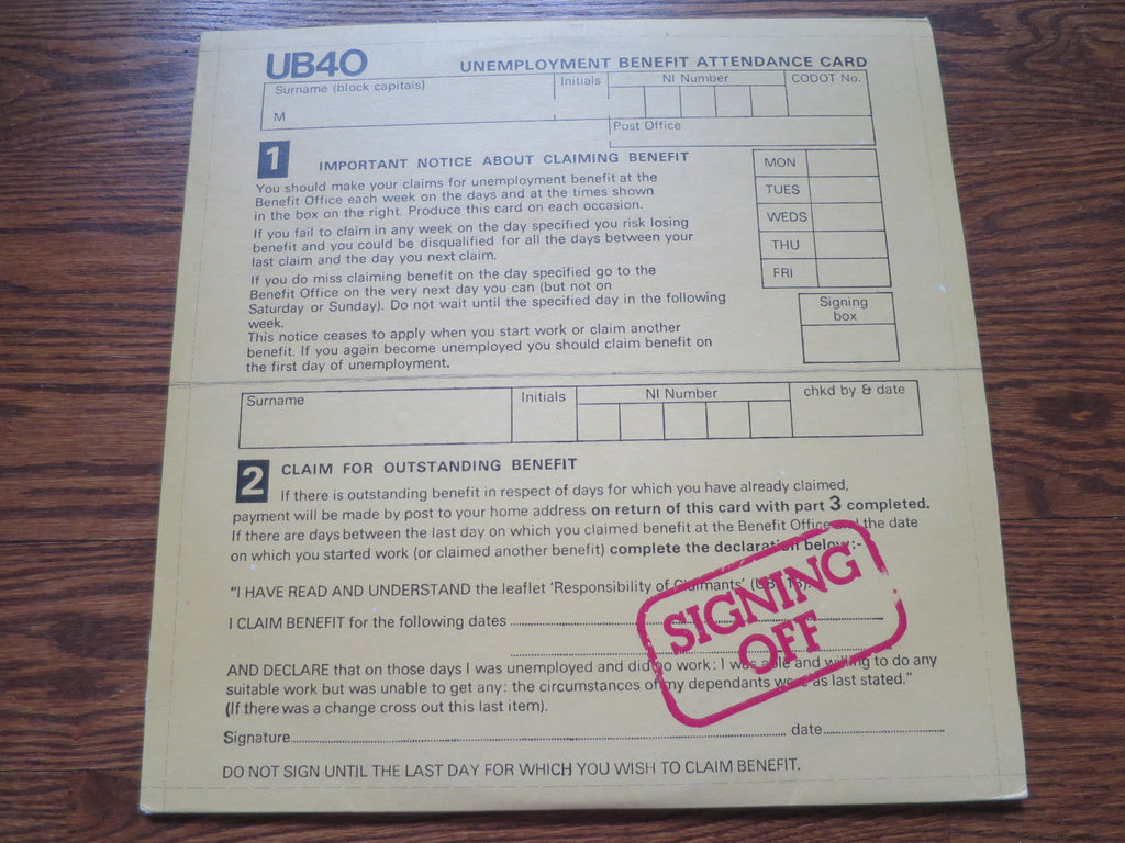 UB40 - Signing Off - LP UK Vinyl Album Record Cover