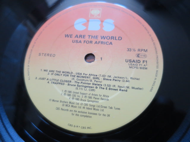 Various Artists - We Are The World - LP UK Vinyl Album Record Label Closeup